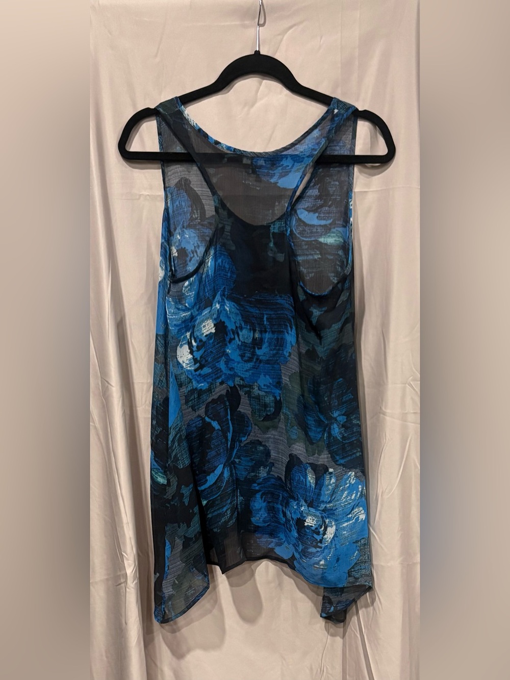 Express Blue Floral Sheer Tank Top